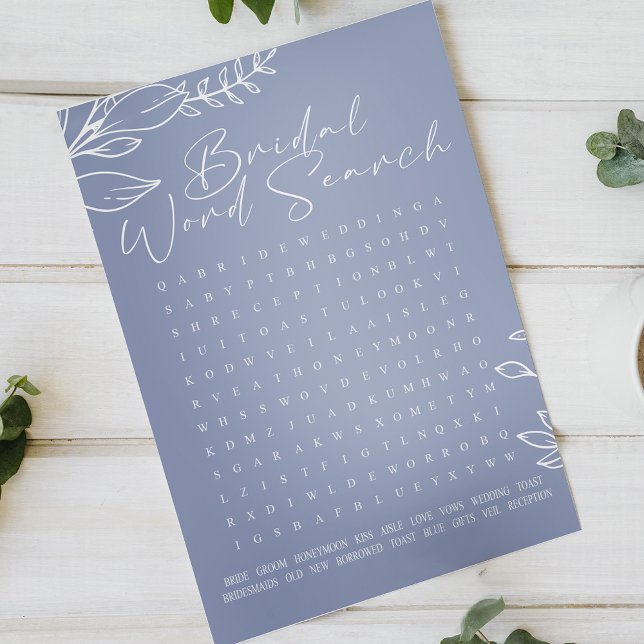 Bridal Shower Game Word Search Periwinkle Flowers (Creator Uploaded)