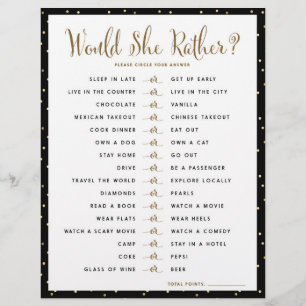 Bridal Shower Game Would She Rather