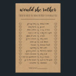 Bridal Shower Game Would She Rather Card Flyer<br><div class="desc">Bridal Shower game would she rather? template features a brown base for a rustic look. All text is editable and to access advanced editing tools,  please go to “Personalize” and then "click to customize further" link.</div>