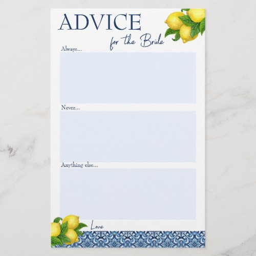 Bridal shower games advice for the bride card 