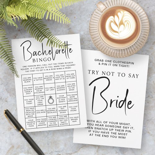 Bridal Shower Games Bachelorette Bingo Bride Card