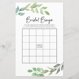 Bridal Shower Games Bingo Game Wedding Greenery
