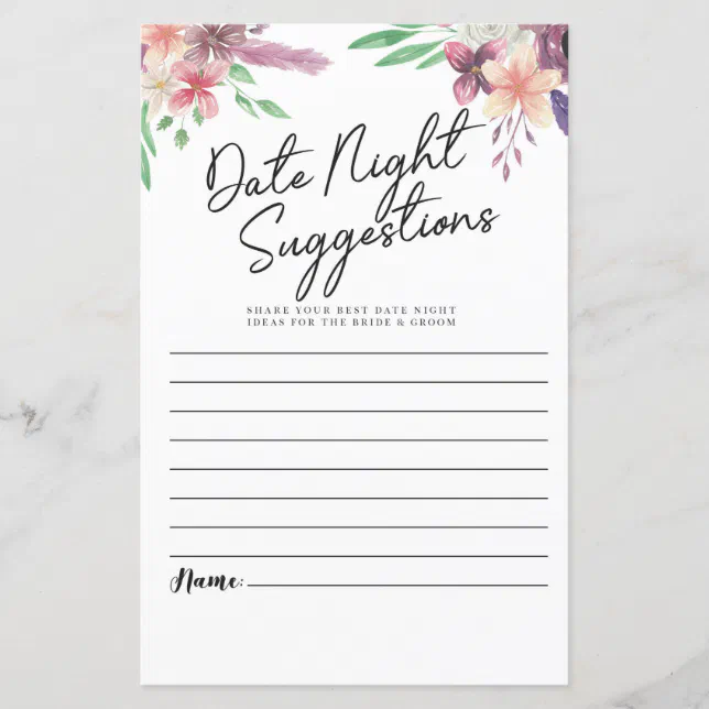 Bridal Shower Games Date Night Suggestions Floral Zazzle bridal-shower-games-date-night-suggestions-floral-zazzle