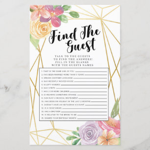 Bridal Shower Games Find The Guest Game Floral