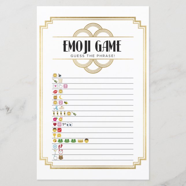 Bridal Shower Games Guess the Emoji Game Art Deco (Front)