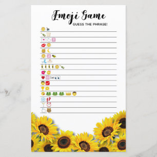 Bridal Shower Games Guess the Emoji Game Sunflower