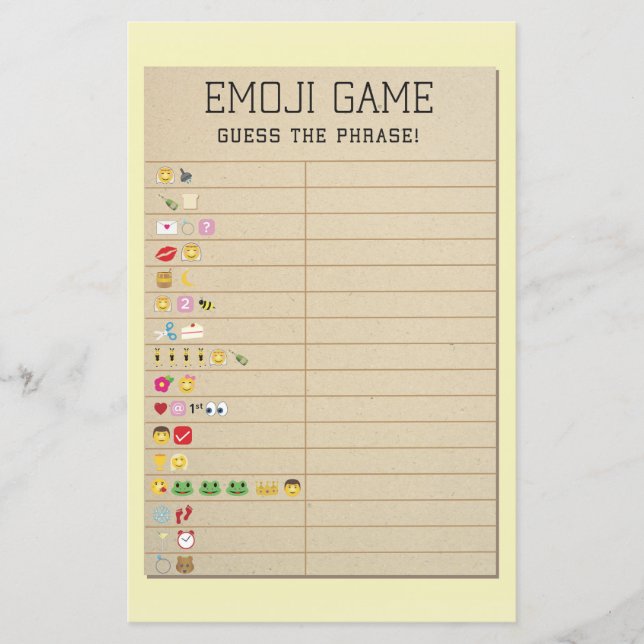 Bridal Shower Games Guess the Emoji Library Card (Front)