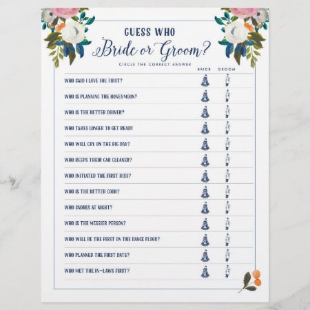 Bridal Shower Games Guess Who Bride Or Groom Game