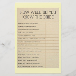 Bridal Shower Games How Well Do You Know The Bride