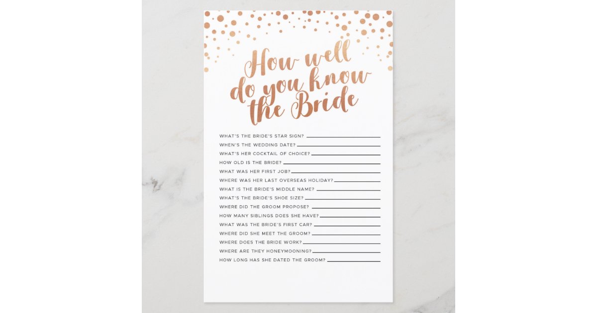 Bridal Shower Games How Well Do You Know The Bride Zazzle Com