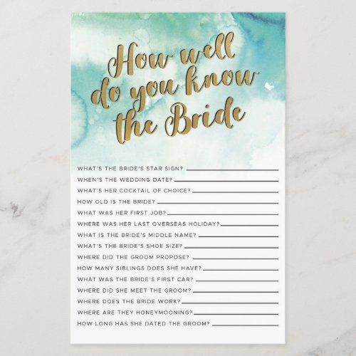 Bridal Shower Games How Well Do You Know The Bride