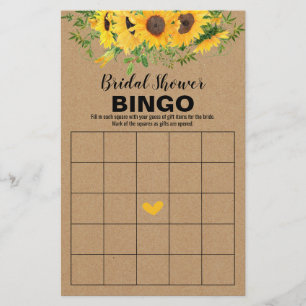 Bridal Shower Games Rustic Sunflowers Bingo Card Flyer