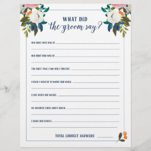 Bridal Shower Games What Did the Groom Say