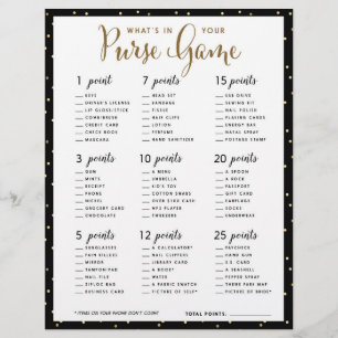 Bridal Shower Games What's In your Purse Game