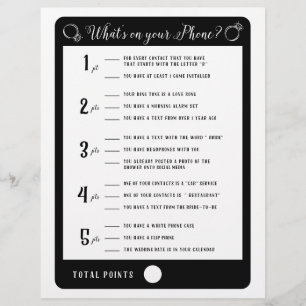 Bridal Shower Games What's on your phone Game Flyer