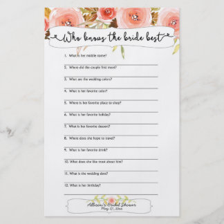 Bridal Shower Games who knows the bride best Flyer