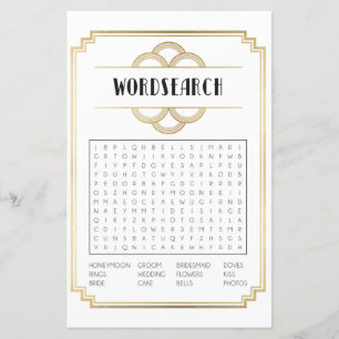 Bridal Shower Games Word Search Game Art Deco 1920