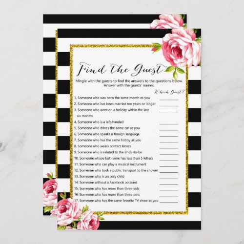 Bridal Shower Games x2 _ Find Guest  Phrase Invitation