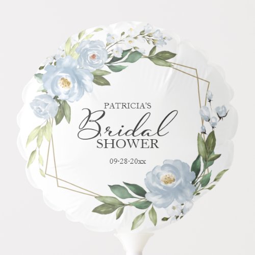 Bridal Shower Geometric Dusty Blue Flowers Balloon