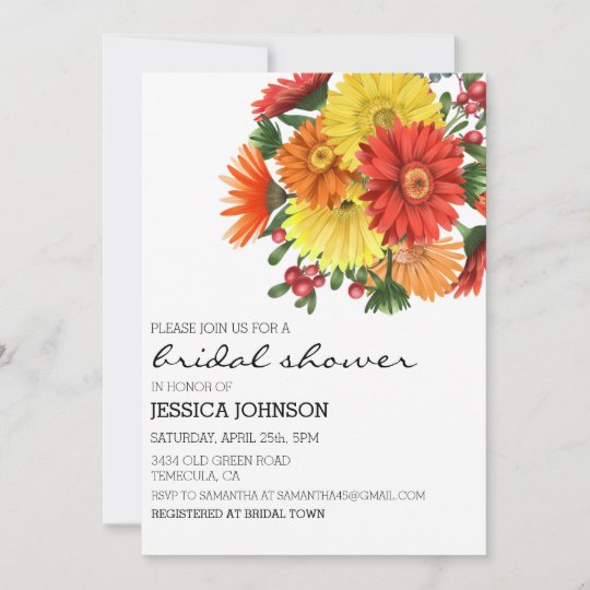 Bridal Shower Gerbera Daisy Floral Invitation