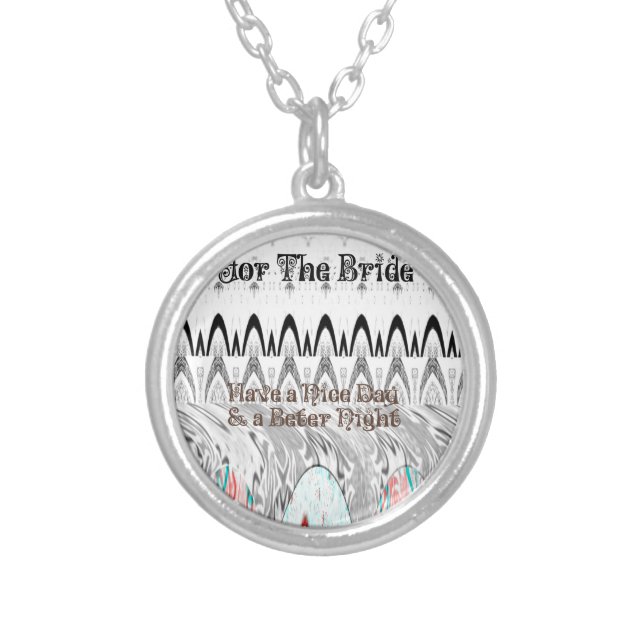 Bridal Shower Gift Art Print Silver Plated Necklace (Front)