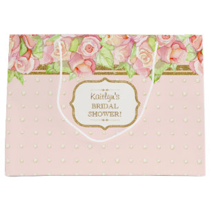 Bridal Shower Gift Bag Watercolor Rose Bouquet