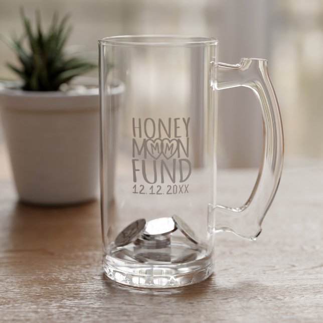 Bridal Shower Gift Honeymoon Fund Wedding Stein (Add your initials and wedding date and start putting your pennies in. )