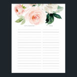 Bridal Shower Gift List Gifts Received Poster<br><div class="desc">This Blushing Blooms design features a hand painted bouquet of pink and white flowers. Use this gift sheet as a handy way to keep track of all the gifts the bride has received. This will help her when she has to write out her thank you cards! See the entire collection...</div>