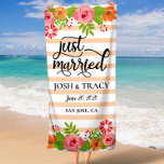 Bridal Shower Gift, Personalized Honeymoon  Beach Towel<br><div class="desc">Bachelorette party gift,  bridal shower gift,  wedding gift,  or honeymoon gift! This beautiful and unique beach towel is perfect for the special couple. His and hers, Just Married,  or Newleyweds will be thrilled to use this elegant custom name beach towel on their honeymoon.</div>