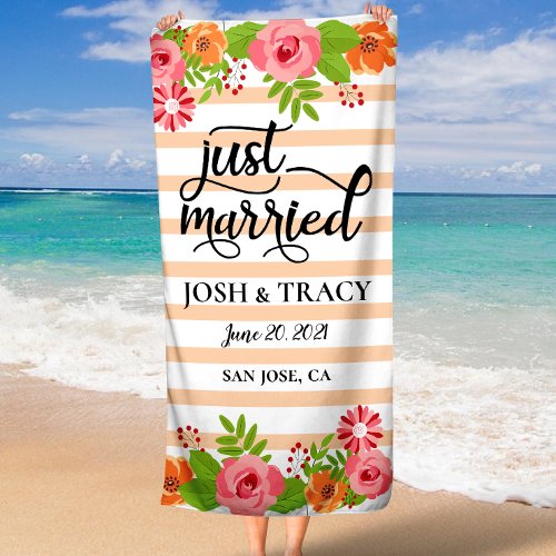 Bridal Shower Gift Personalized Honeymoon  Beach Towel