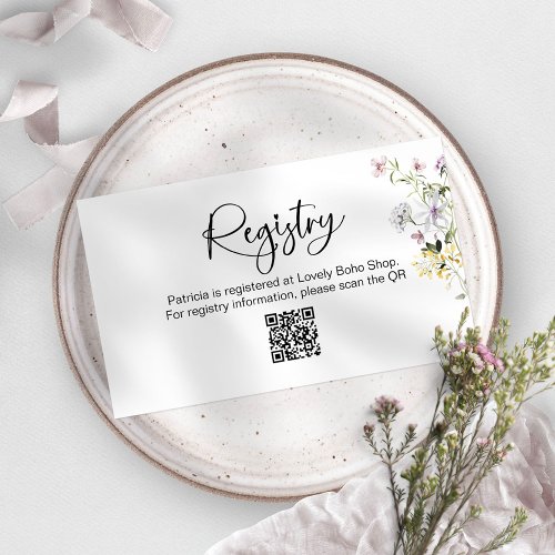 Bridal Shower Gift Registry QR Card Insert 