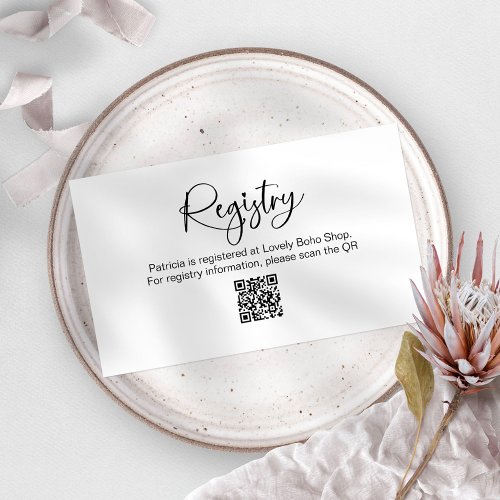 Bridal Shower Gift Registry QR Card Insert 