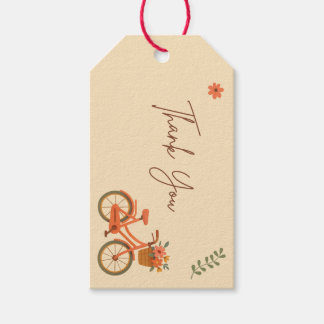 Bridal Shower Gift Tag, Peach Floral Bicycle Tags