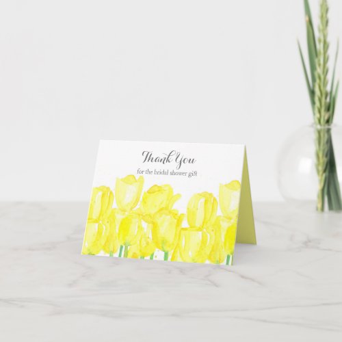 Bridal Shower Gift Yellow Tulips Thank You Card