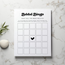 Bridal Shower Gifts Bingo Game