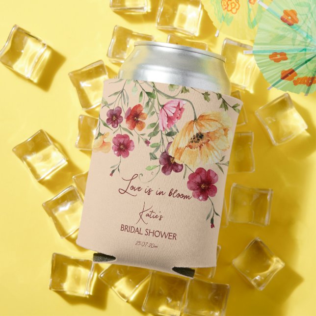 Bridal shower gifts burgundy wildflowers   can cooler (In Situ Summer)