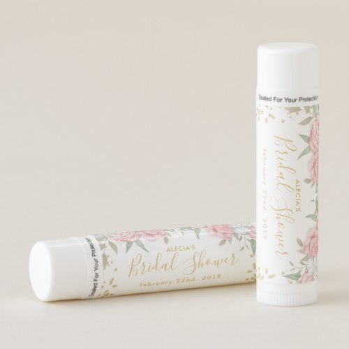 Bridal Shower Gifts  Dusty Pink Floral and Gold Lip Balm