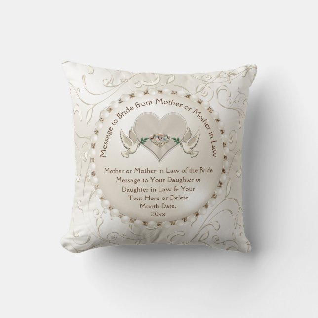 Bridal Shower Gifts from Mother of the Groom Throw Pillow (Front)
