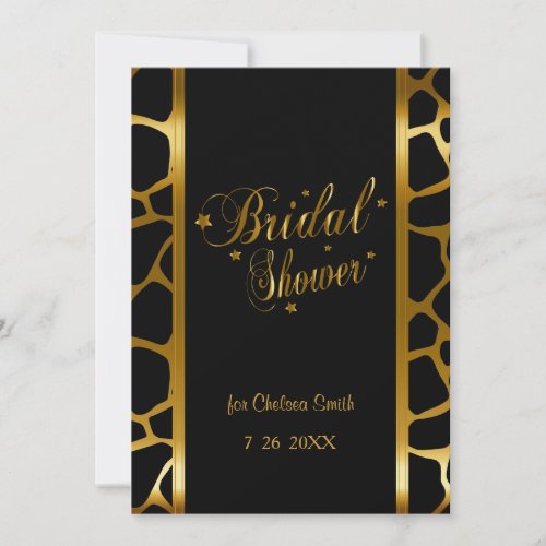 Bridal Shower Giraffe Pattern With Gold Lettering Invitation