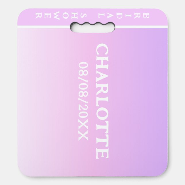 Bridal Shower Girly Pink | Name Party Seat Cushion (Front Vertical)