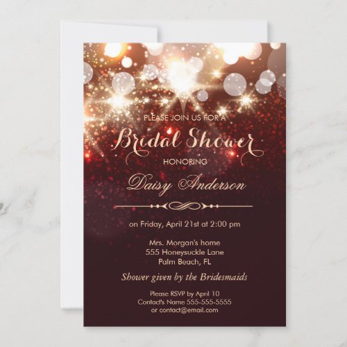 Bridal Shower - Glamour Gold Glitter Sparkles 5x7 Paper Invitation Card