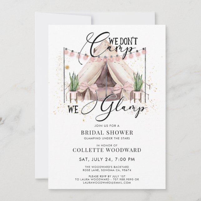 Bridal Shower Glamping Party Invitation (Front)