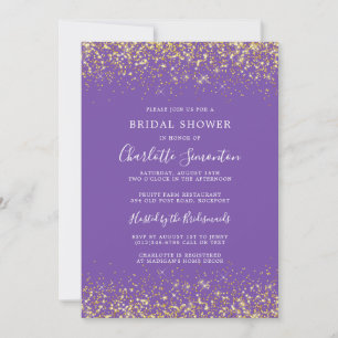 Bridal Shower Glitter Gold Royal Purple Invitation