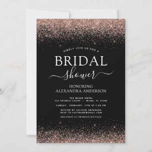 Bridal Shower Glitter Rose Gold Blush Pink Girly Invitation