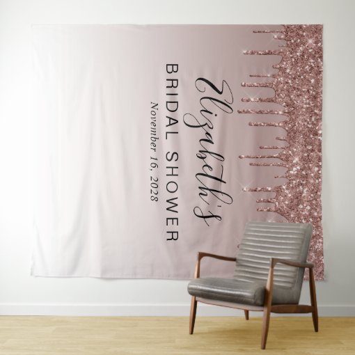 Bridal Shower Glitter Rose Gold Photo Backdrop Zazzle