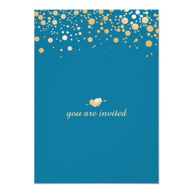 Bridal Shower - Gold Confetti Dots Royal Blue Invitation