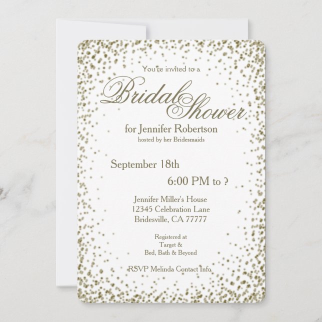 Bridal Shower | Gold Confetti Invitation (Front)