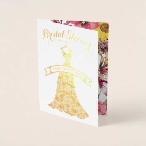 Bridal Shower Gold Foil and Floral Foil Card