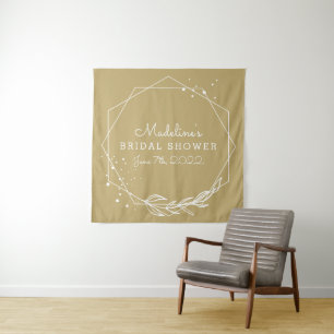 BRIDAL SHOWER Gold Geometric Tapestry
