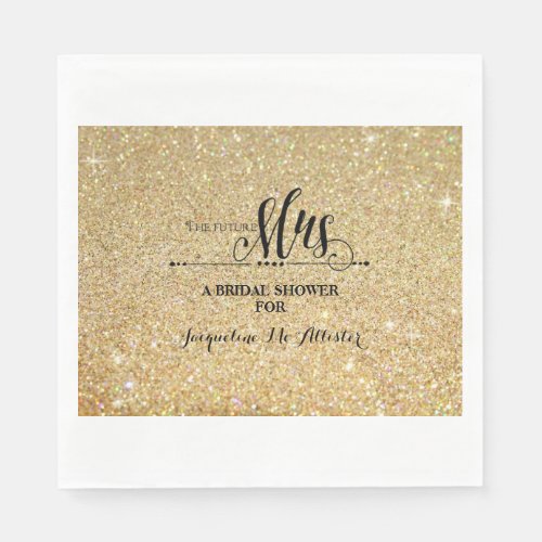 Bridal Shower Gold Glitter Future Mrs Modern Fab Paper Napkins